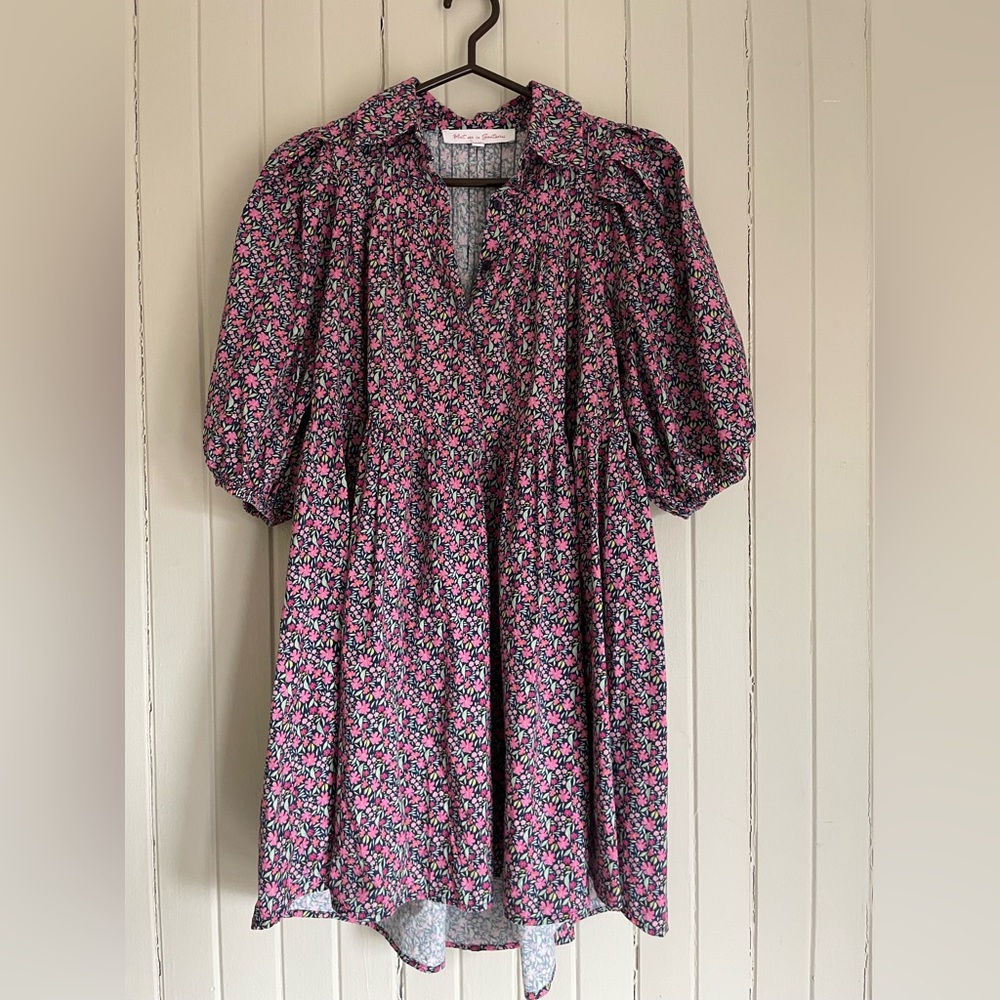 Meet Me In Santorini Pink and Navy Floral Beach and Coastal Resort Wear Size XS
